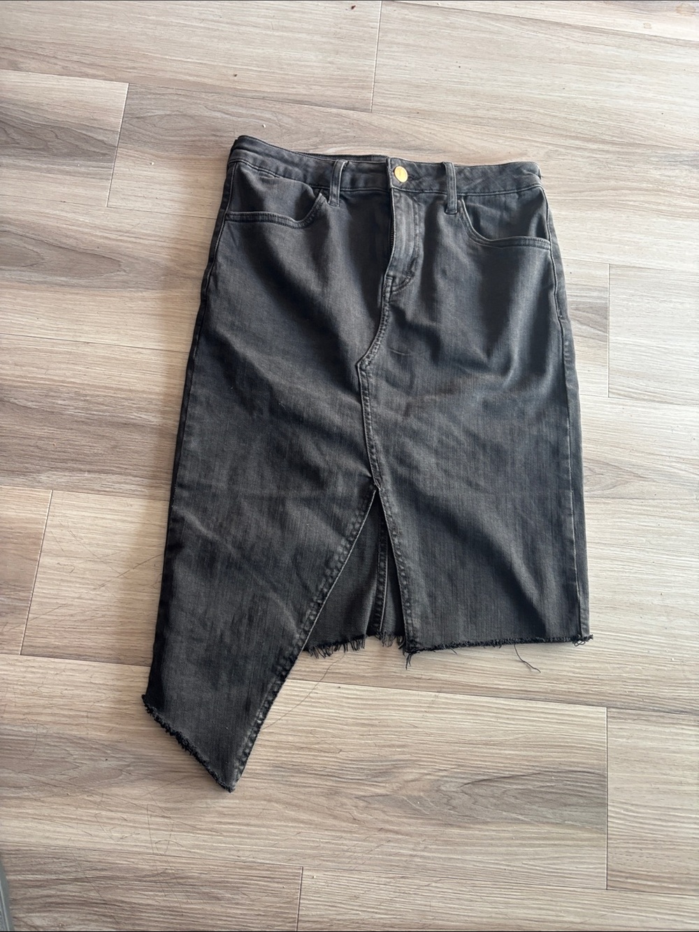 River Island Black Asymmetrical Denim Skirt